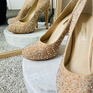 Nude studded heels